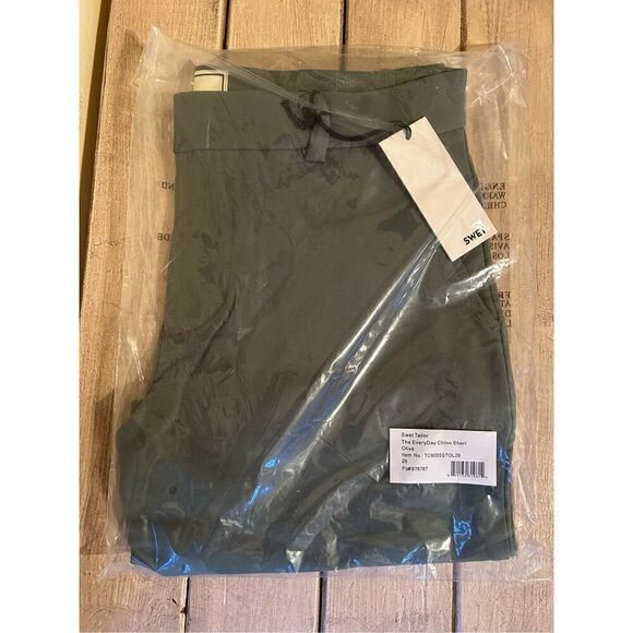 NWT Swet Tailor The EveryDay Chino Short In Olive Green Size Men’s 29 - Picture 4 of 5